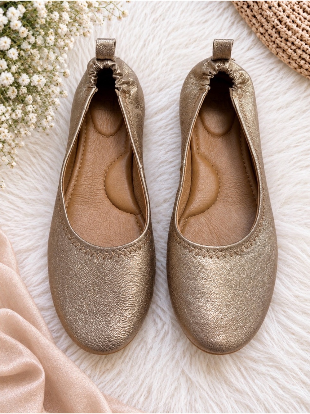 Kenni Ballet Flats In Gold Metallic Leather